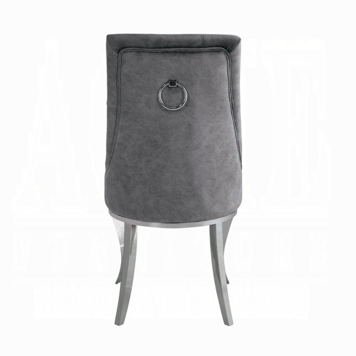 Gray Upholstered Side Chair (2 Pcs), Gray | Zigeze