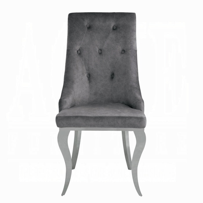 Gray Upholstered Side Chair (2 Pcs), Gray | Zigeze