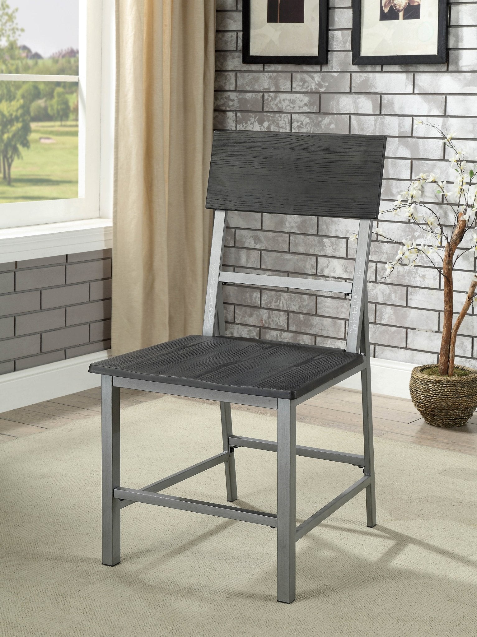 Industrial Metal Dining Chair, Set of 2 | Zigeze