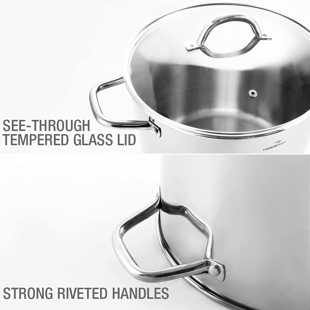 Large 16 - Quart Stock Pot with Glass Lid | Zigeze