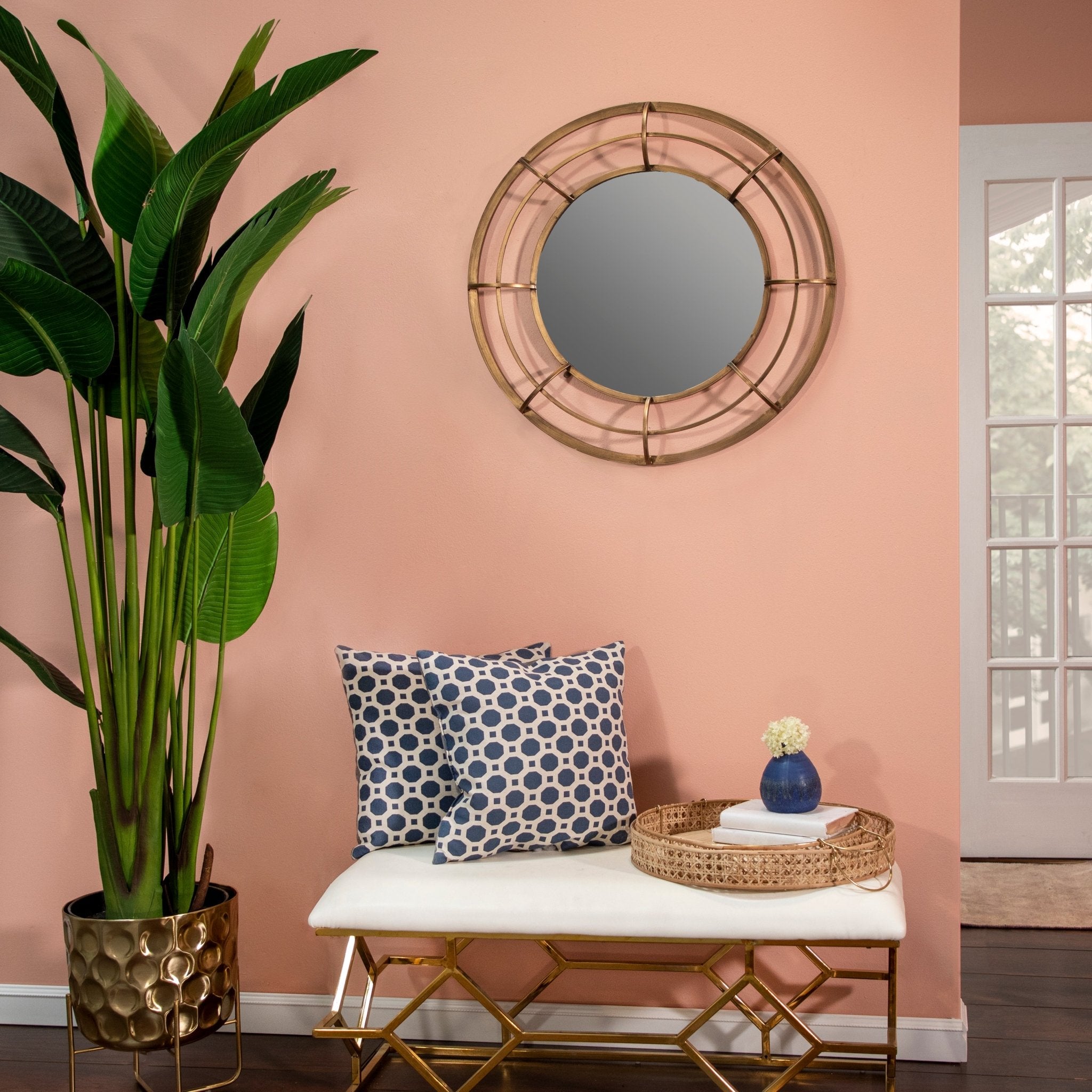 Metal Frame 28" Wall Mirror ,Gold | Zigeze