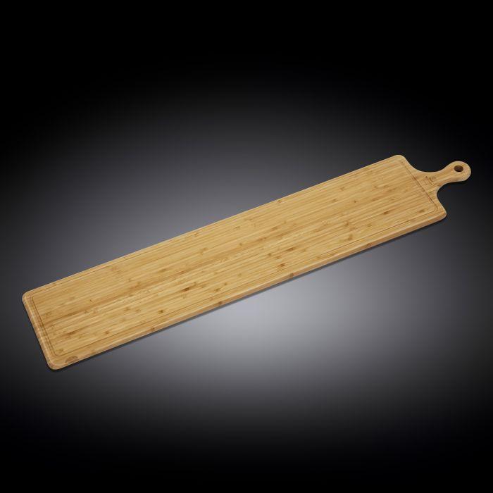 Natural Bamboo Long Serving Boards with Handle, Set of 2 | Zigeze