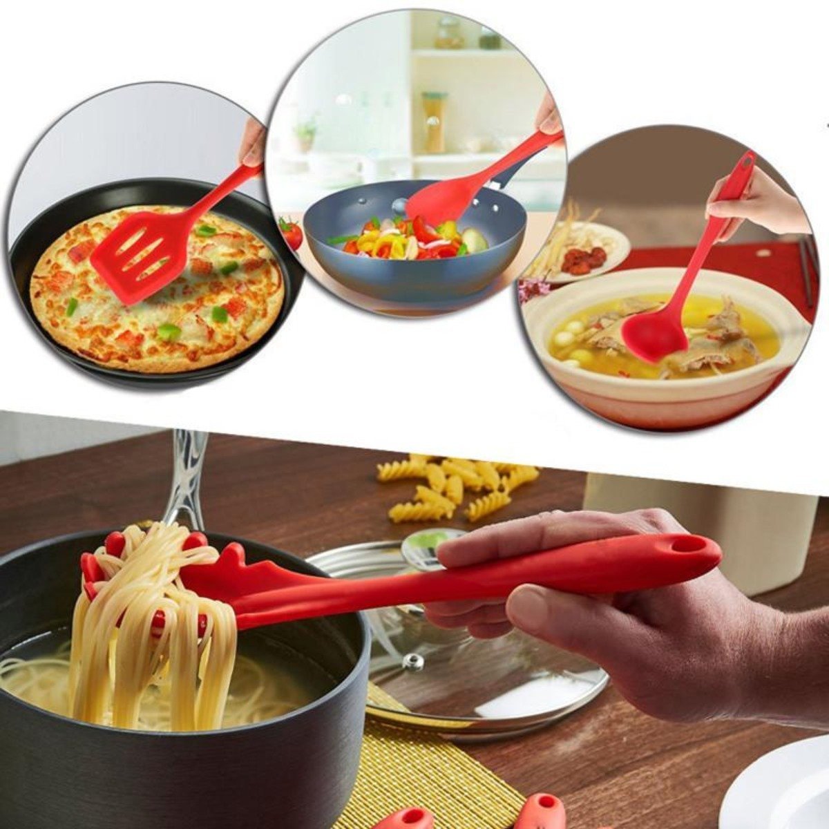 Nonstick Silicone Cooking Utensils, 10 - piece Set | Zigeze
