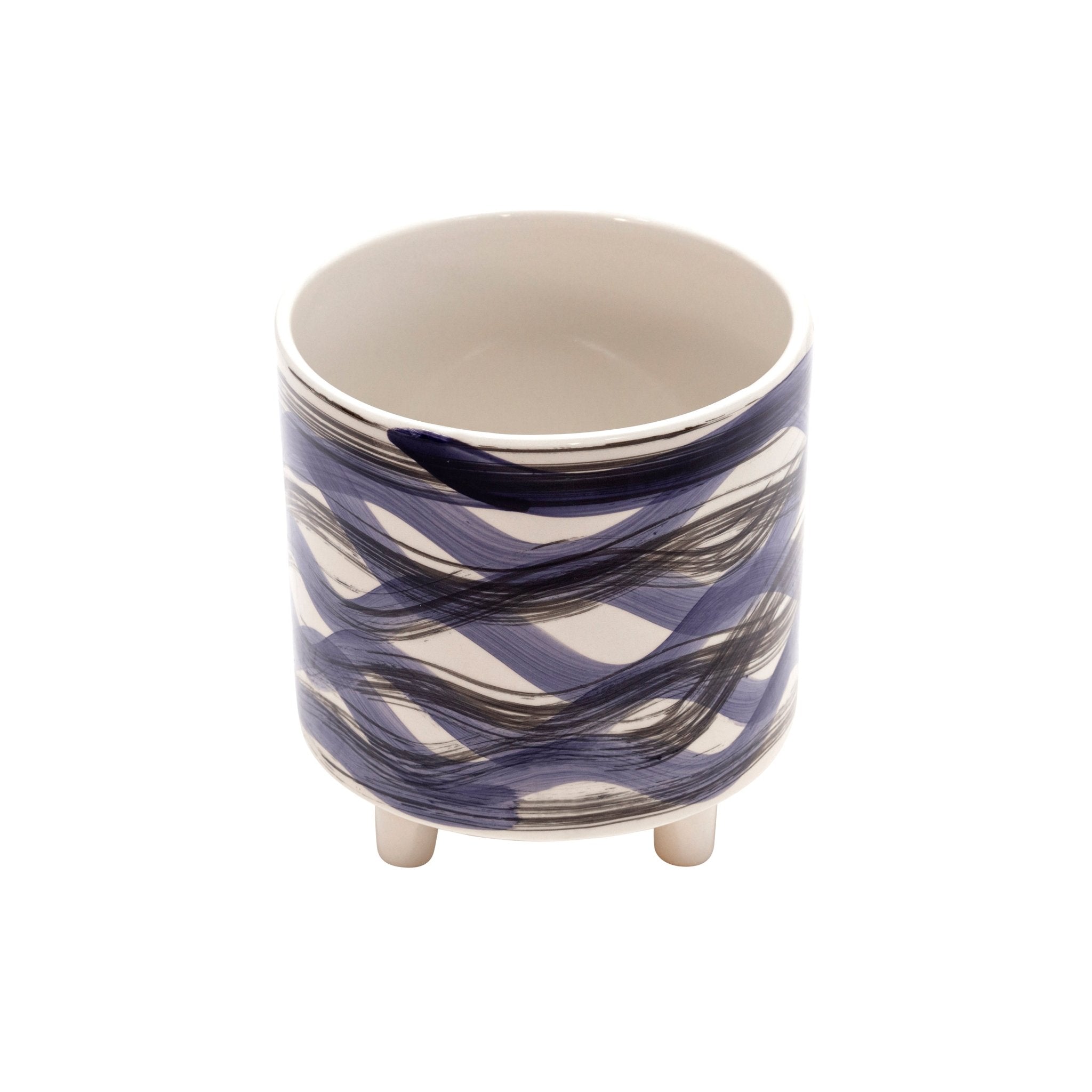 Set of 2 Footed Planters, Abstract Blue | Zigeze