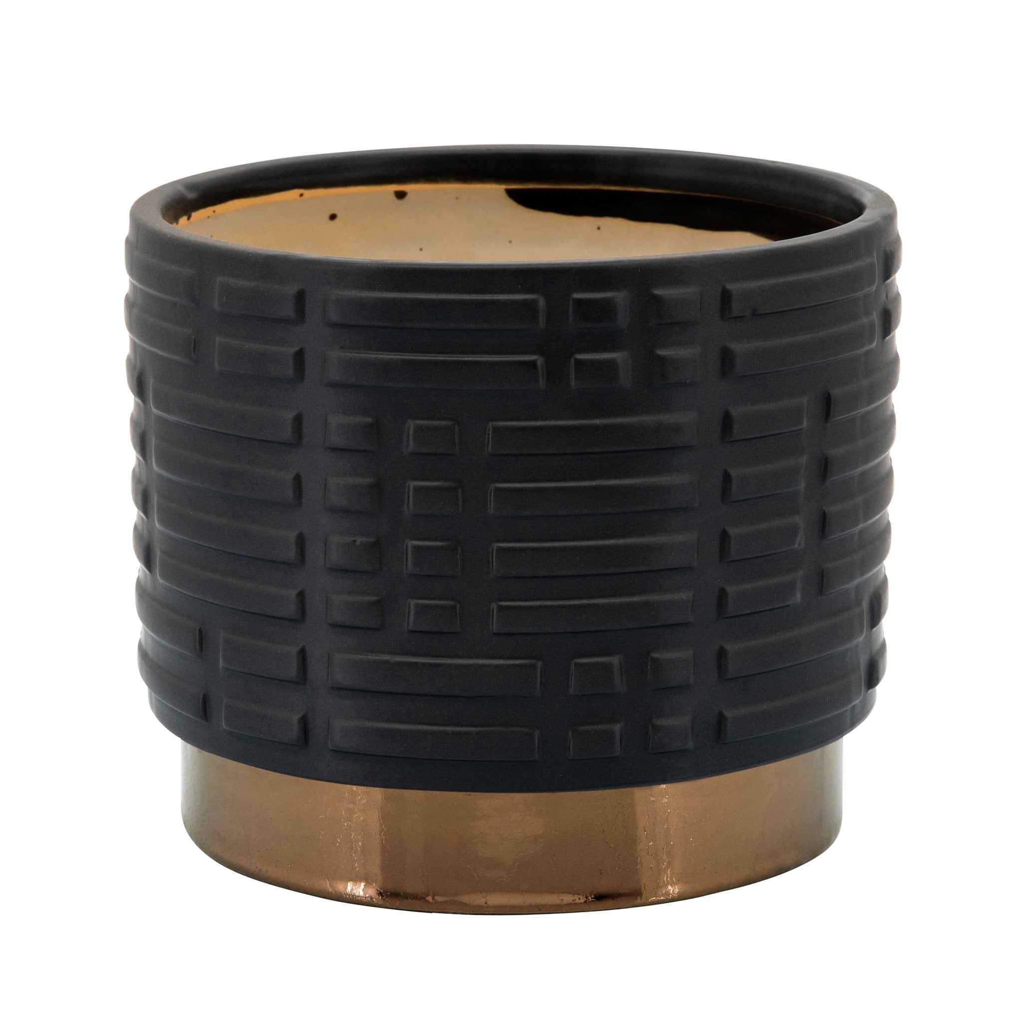 Set of 2 Maze Metallic Planters, Black | Zigeze