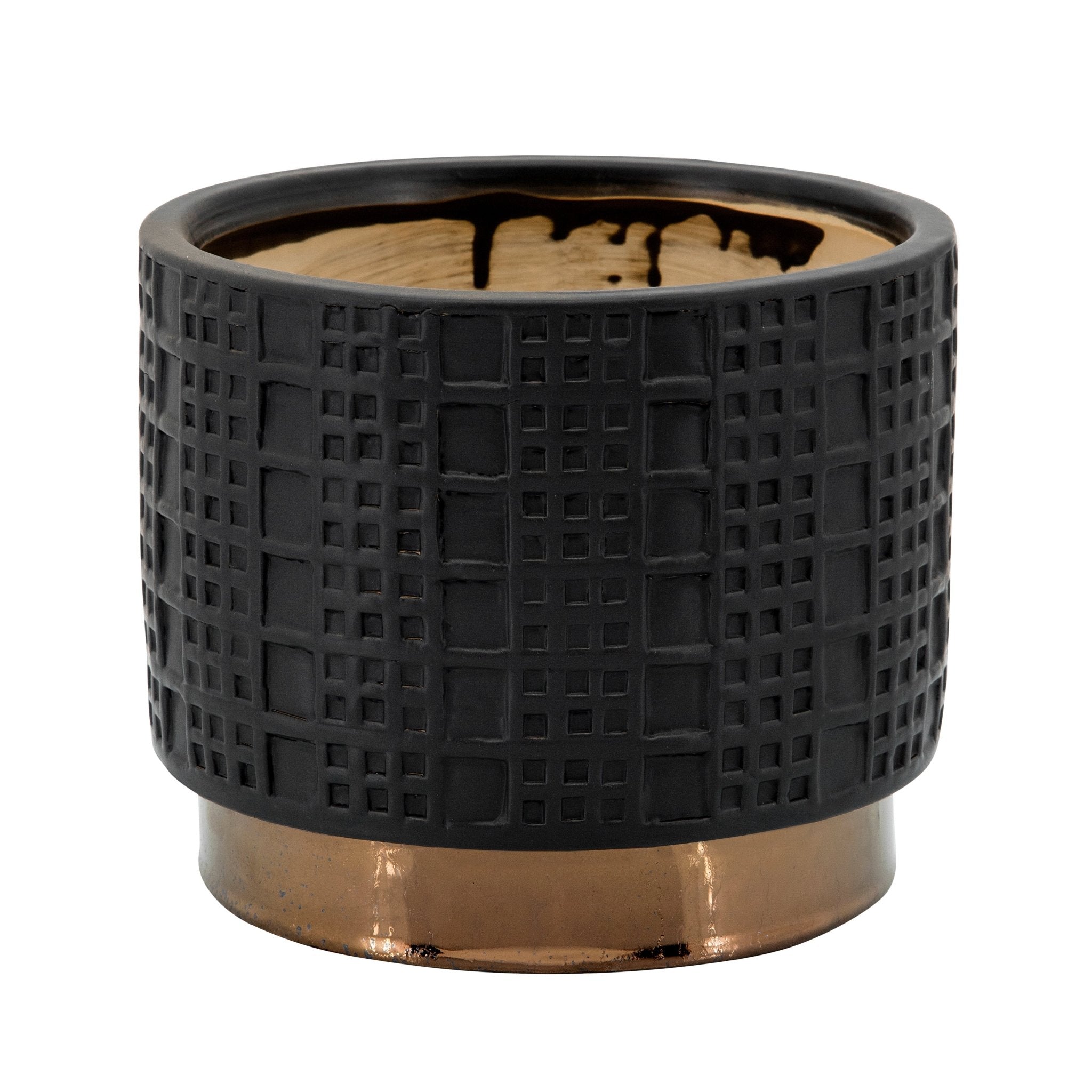 Set of 2 Mesh Metallic Planters, Black | Zigeze