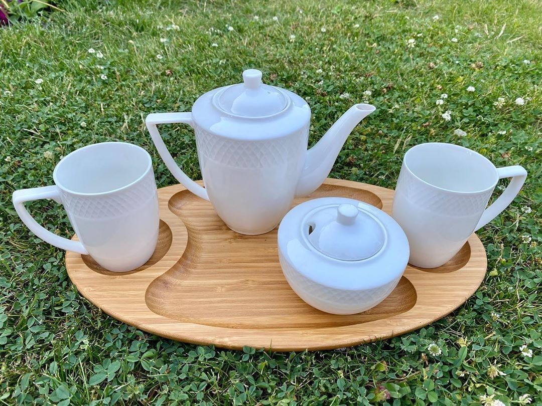 Set of 3 Natural Bamboo 3 Section Platters | Zigeze