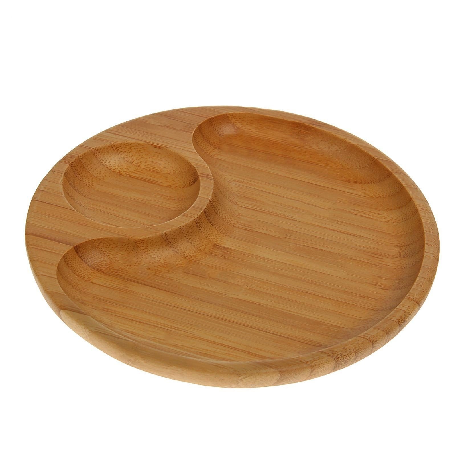 Set of 6 Natural Bamboo 2 - Section Platters | Zigeze