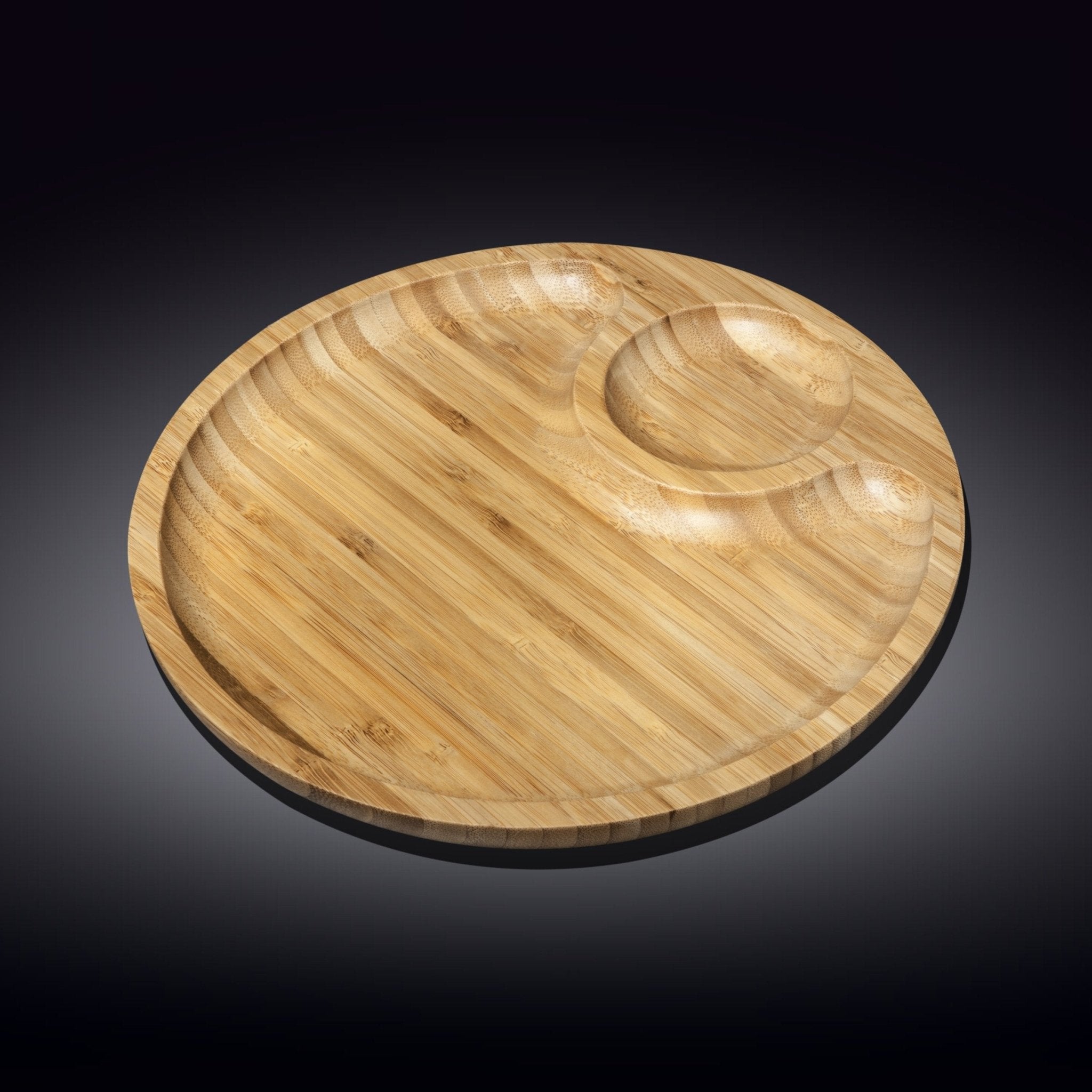 Set of 6 Natural Bamboo 2 - Section Platters | Zigeze