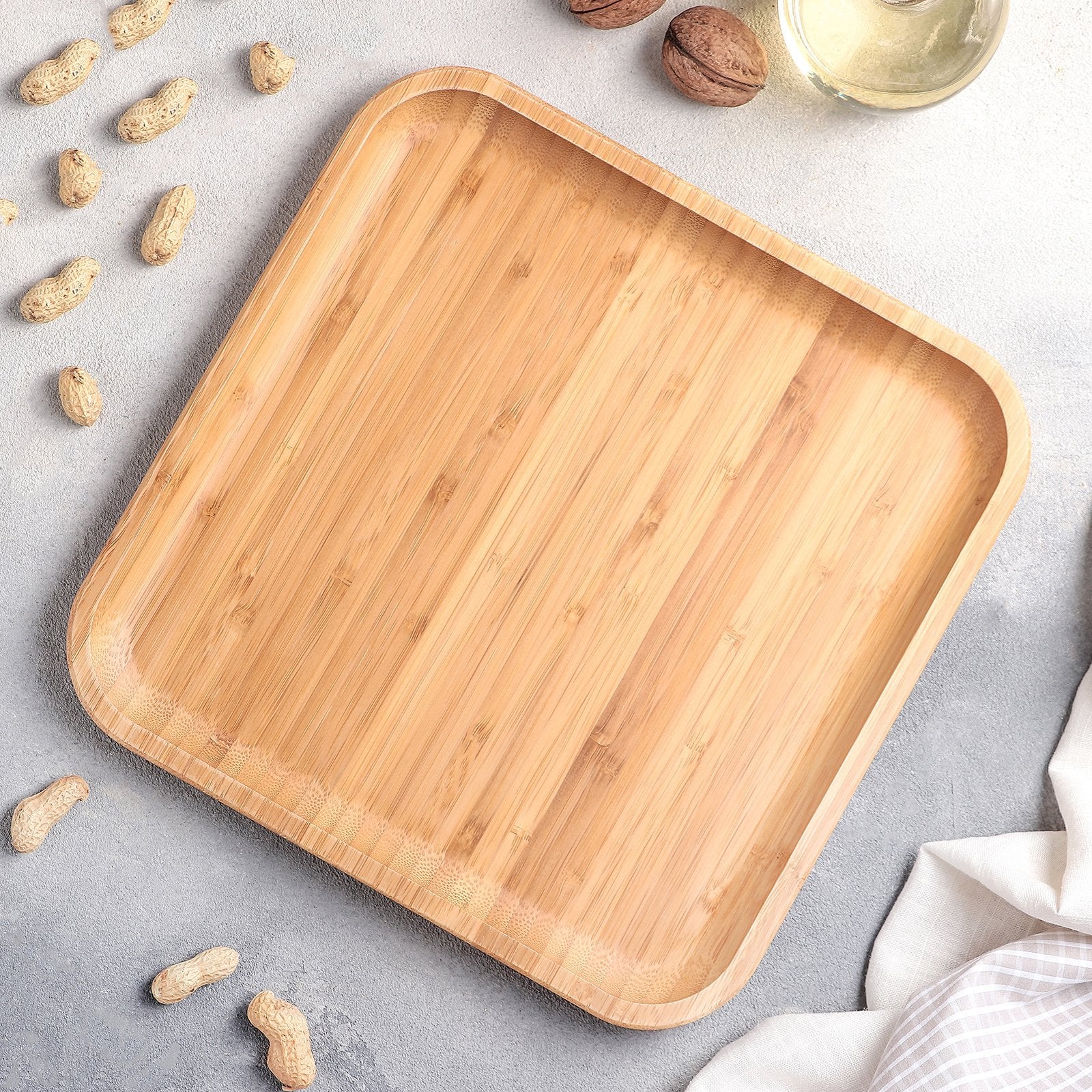 Set of 6 Natural Bamboo Plates 10" x 10" | Zigeze
