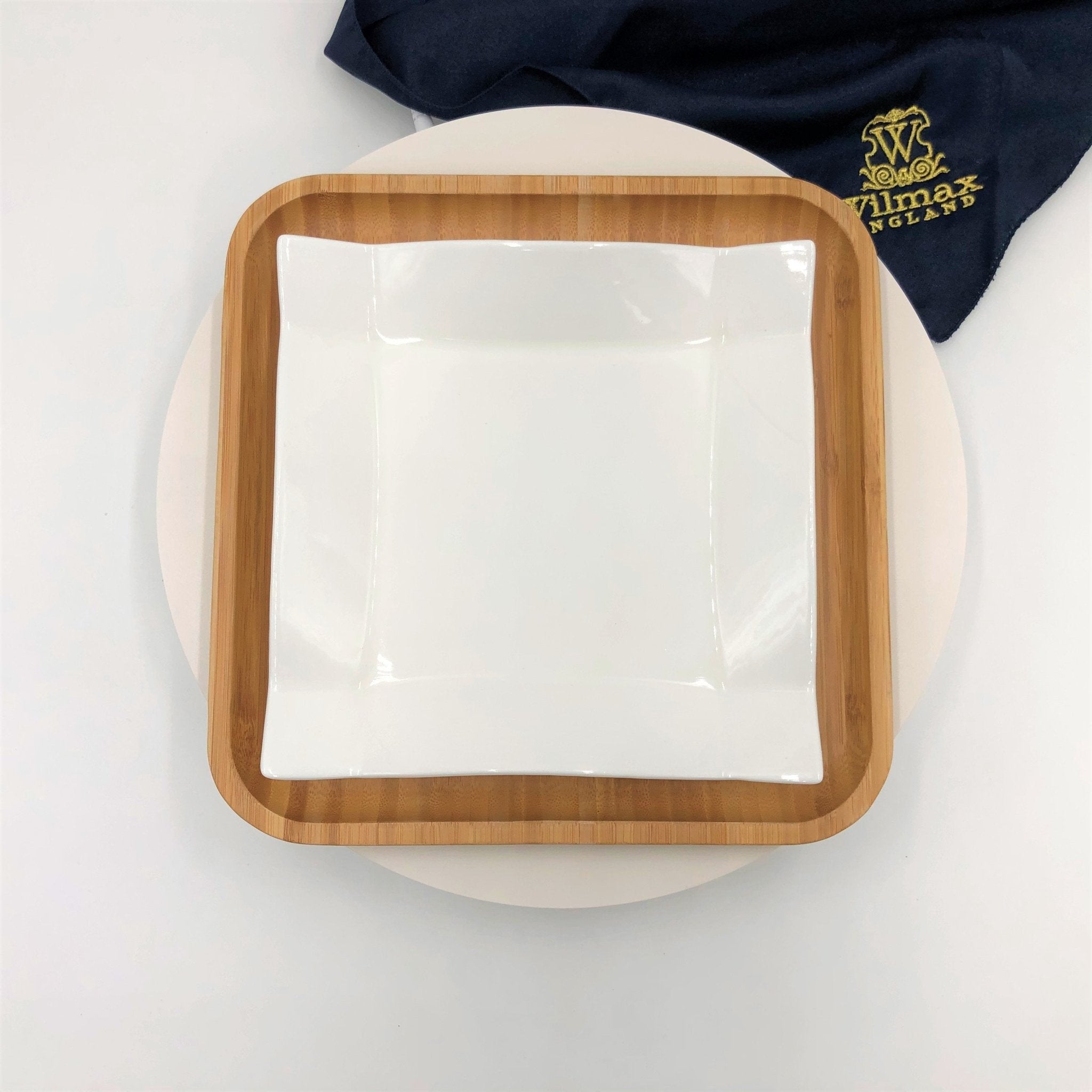 Square Bamboo and Porcelain Dinnerware, Set of 3 | Zigeze