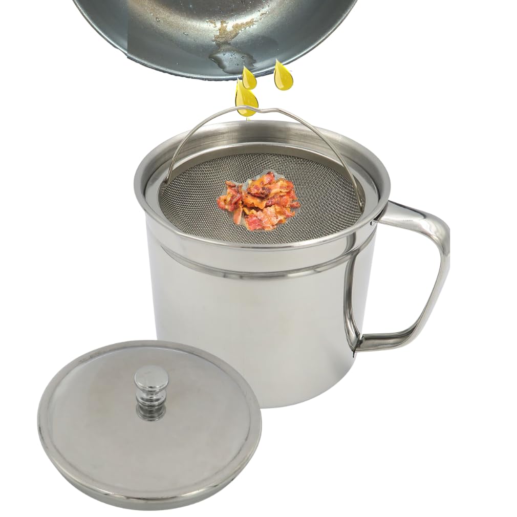 Stainless Steel Bacon Grease Strainer and Keeper | Zigeze