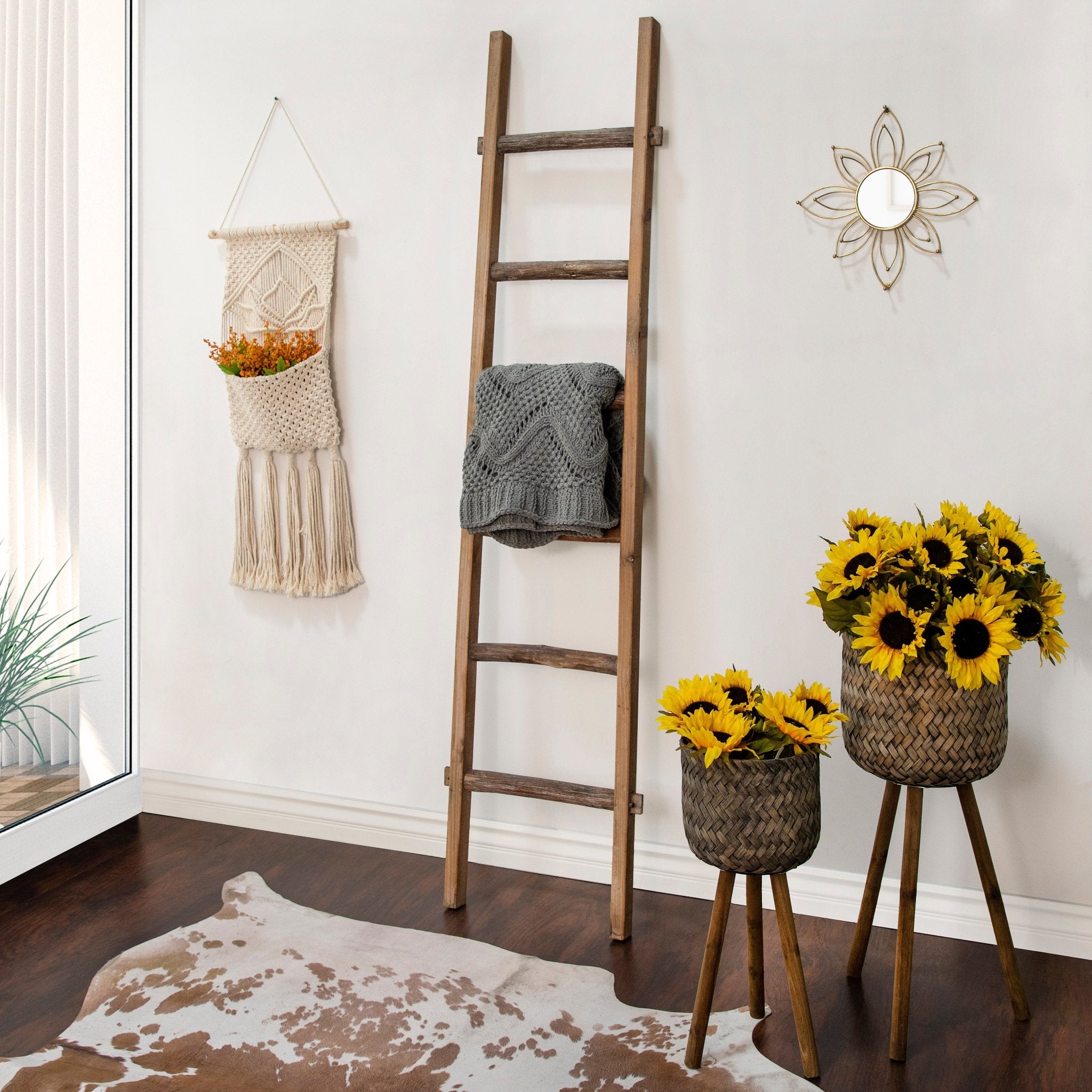 Wooden Decorative 76" Ladder, Brown | Zigeze